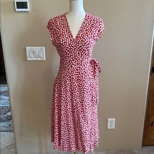 DVF red and white heart wrap dress